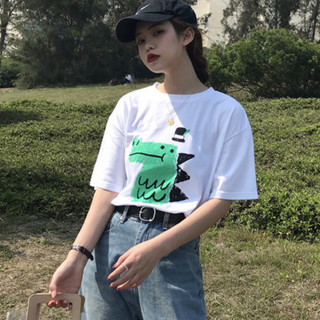 Ruby大尺碼女裝卡通印花t恤女生夏季休閑衣服2024韓版新款學生寬松打底衫女裝潮