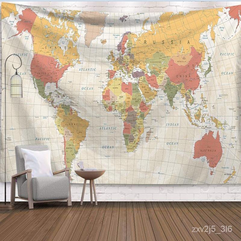 地圖掛布 背景布 客廳裝飾 map 房間裝飾 掛毯 北歐風掛布 掛畫 地图挂墙上面装饰 地图墙壁画 世界地圖 掛布