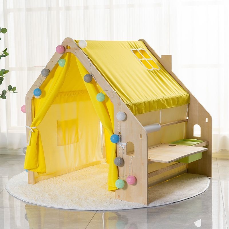 ✨兒童帳篷室內遊戲屋女孩公主城堡男孩實木製小房子帶書桌小屋房子分床神器小孩生日禮物