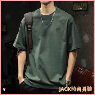 JACK 大尺碼男裝 T恤 短袖T恤 休閒上衣 韓版t恤 夏季純棉美式重磅印花T恤短袖男半袖男士潮流ins寬鬆大碼五分體