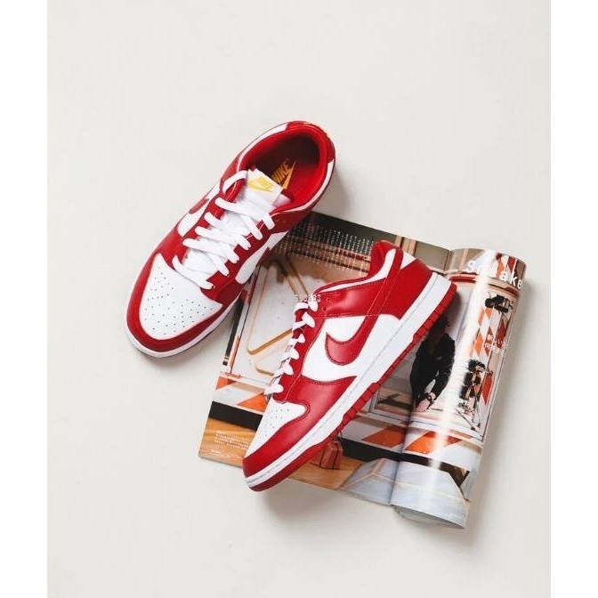 NIKE Dunk Low "Gym Red" 白紅金字 皮革防滑籃球鞋 DD1391-602 男女鞋