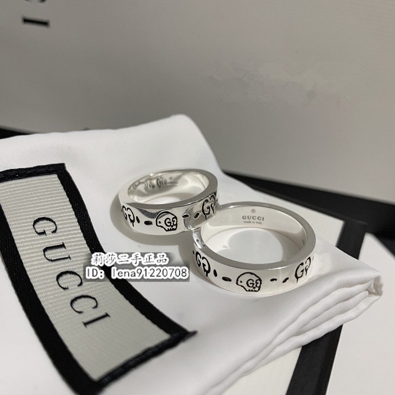 現貨精品 GUCCI 古馳 骷髏頭 純銀戒指 4mm 窄版戒指 對戒 情侶戒指 477932