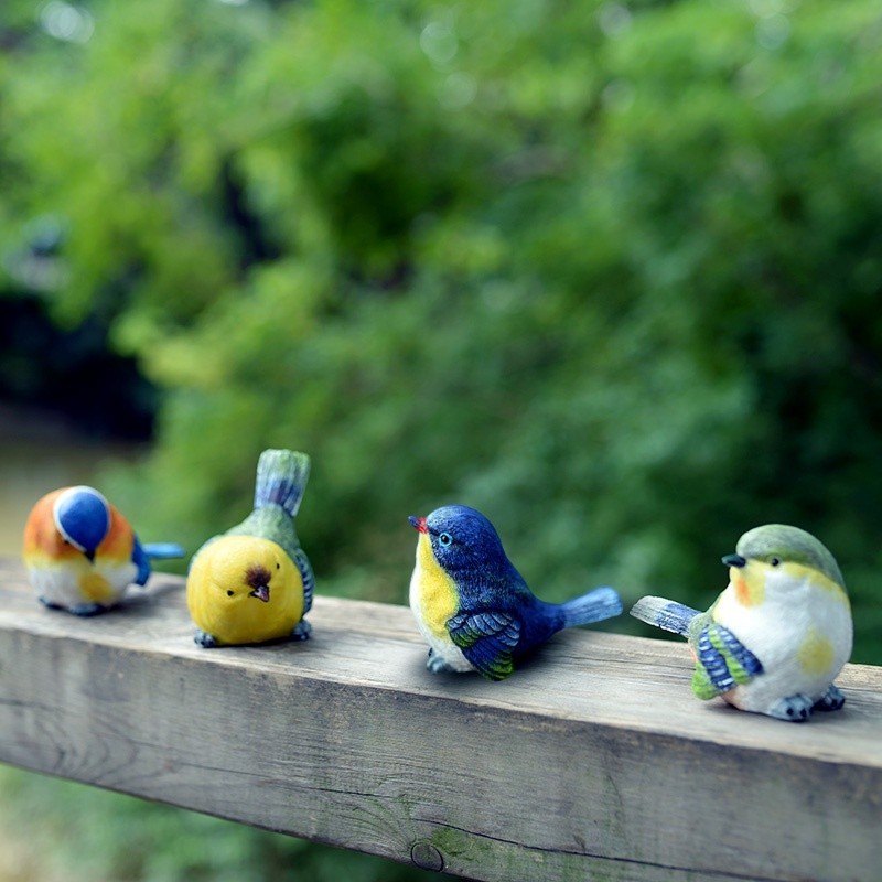 ☾特價優惠☴花園擺件 正版創意家居裝飾 可愛鳥窩仿真小鳥擺件 客廳桌面擺件