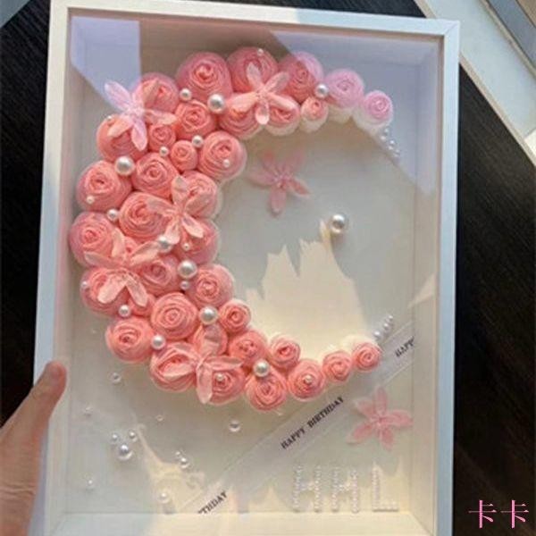 [DIY手作材料包]禮物紙巾玫瑰花中空相框手工制作diy手工禮物送閨蜜情侶情人節禮物
