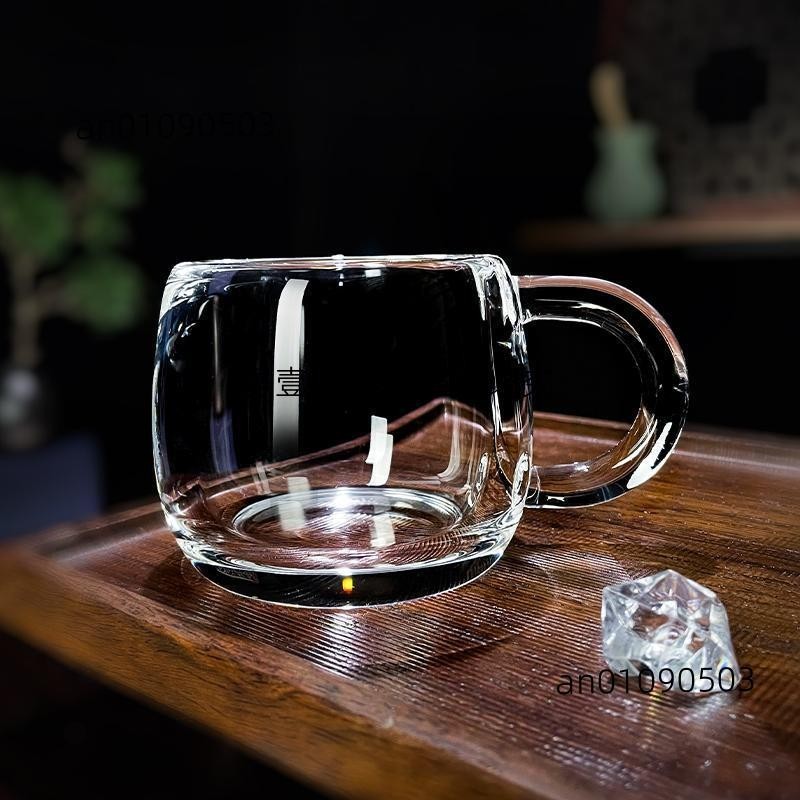 東海天然水晶原礦水晶杯牛奶咖啡杯帶把手主人杯高檔茶具家用(得壹商行)