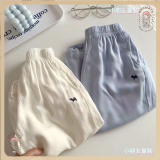 🍭小朋友🍭男童冰絲防蚊褲夏季新款兒童柔軟寬松休閑長褲寶寶純色燈籠褲子