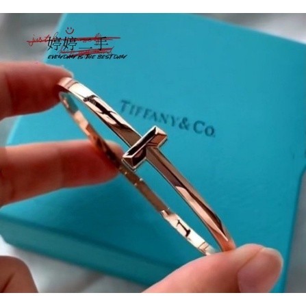 二手特价出iffany 蒂芙尼 Tiffany T系列T1 鉸鏈手鐲 18K玫瑰金手環 GRP11294