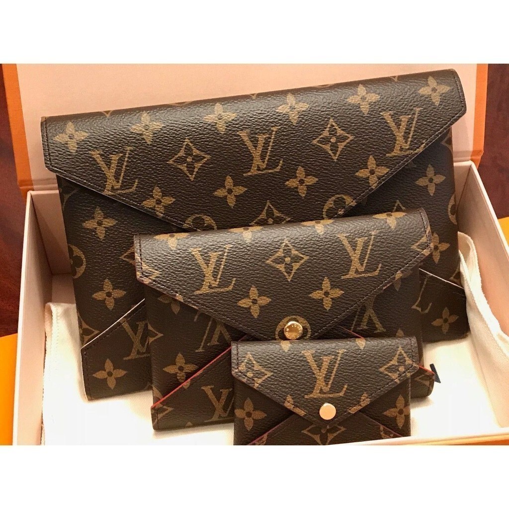 精品二手 LV 老花 logo 三件式 收納袋 萬用包 手拿包 M62034手抓包 皮夾 長夾