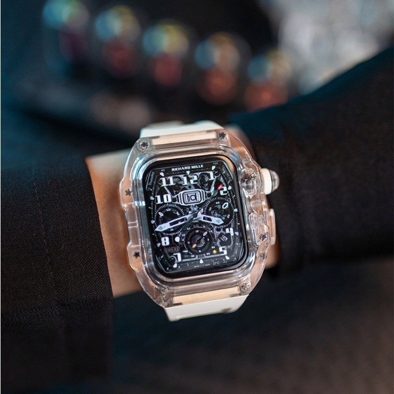 《台灣现货》RM改裝套裝 Apple Watch S9 8 7 6 5 SE 透明錶殼 橡膠錶帶 蘋果錶帶44 45mm