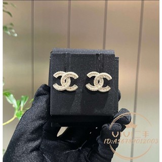 精品二手 CHANEL 香奈兒 MINI 雙C 淡金色 小號 迷你 鑲鑽 耳環/ 耳釘 A88429送禮佳品