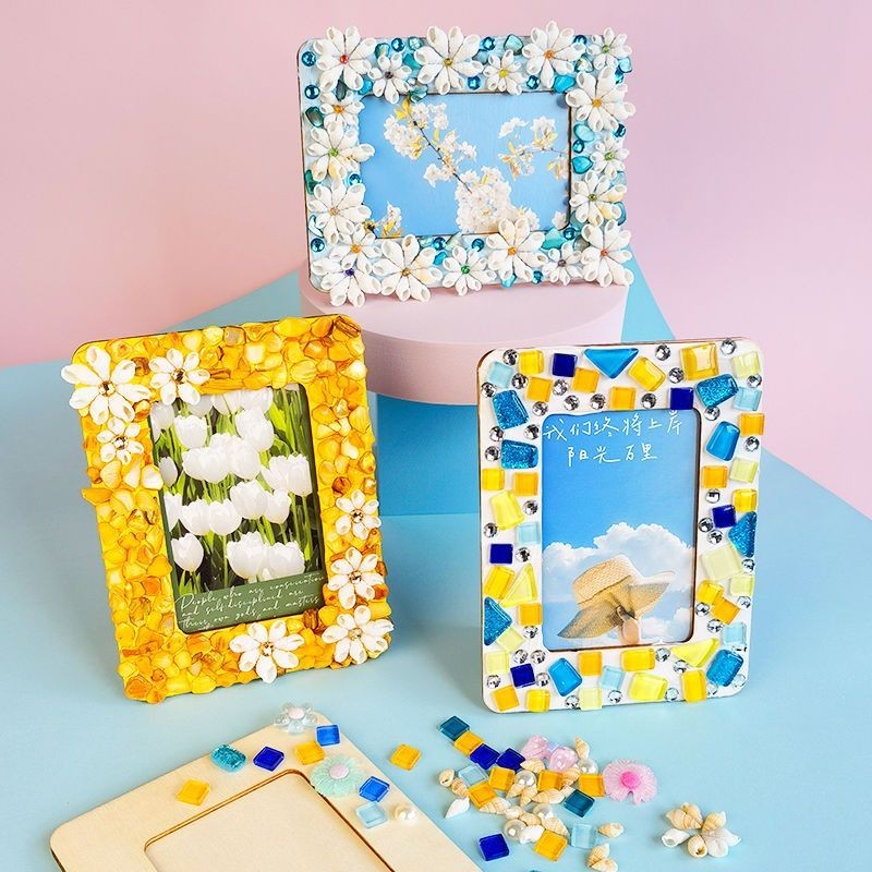 【臺灣-出貨】diy馬賽克相框 手工奶油膠自制創意材料包小貼片兒童精品親子禮物