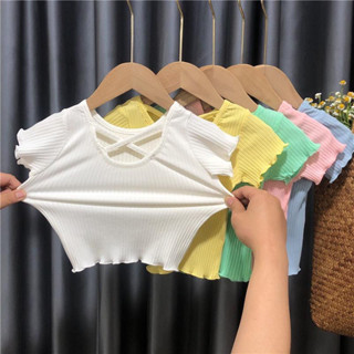 女童上衣 洋氣童裝女童套裝夏季新款百搭女百搭時尚韓版洋氣短潮流T
