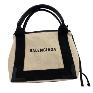 二手 Balenciaga 舊 CABAS XS爆 白色 單寧 帆布 子母 兩用包 390346