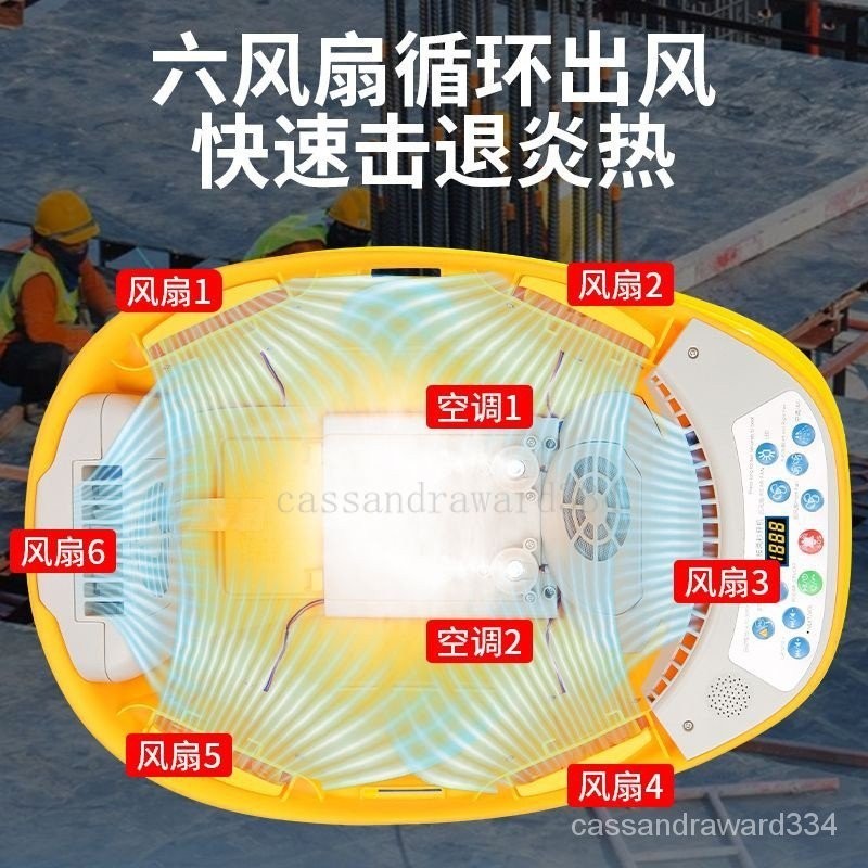 ✅ 安全帽帶風扇   防曬降溫空調帽  太陽能充電風扇帽  空調頭盔夏 工地領導