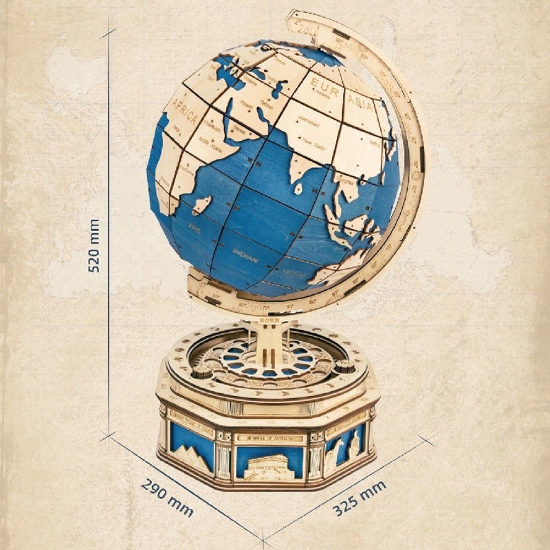 【精選】地球儀手工3D立體木質拼圖模型擺件創意組裝拼裝模型