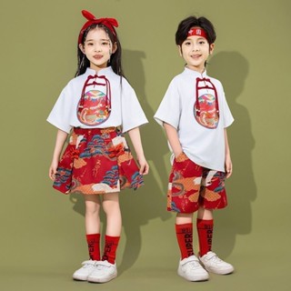 臺灣-出貨六一兒童表演服國風啦啦隊夏季漢服套裝合唱班服幼兒園舞蹈演出服