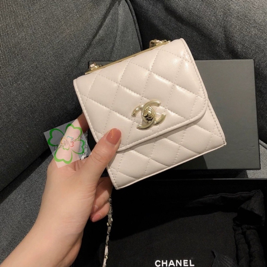 二手正品CHANEL 香奈兒 Trendy cc 迷你 Woc 金扣 鏈條包 單肩斜挎包 香芋粉紫 A81633