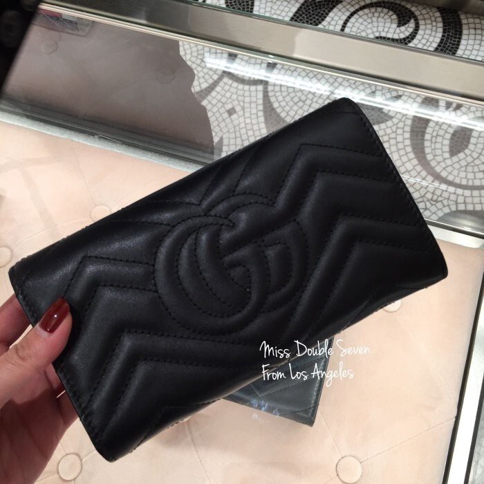 二手 Gucci GG Marmont continental wallet 馬夢長夾-黑色