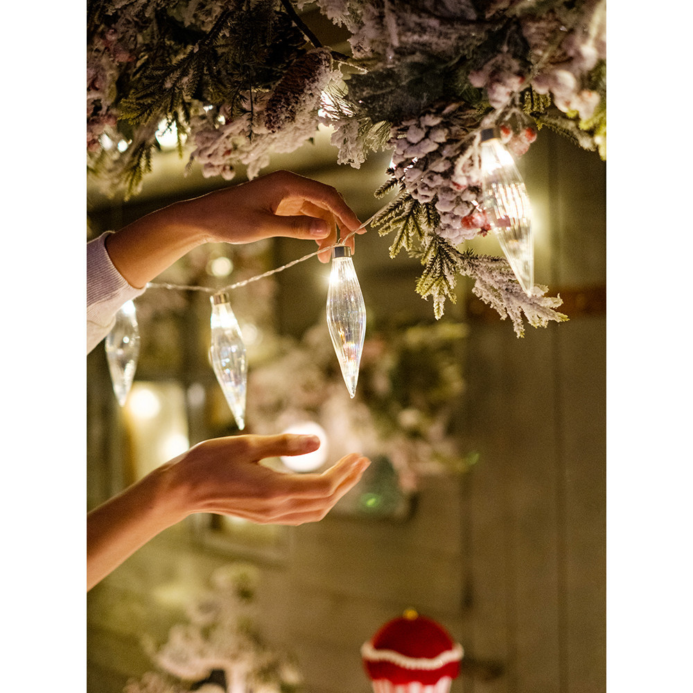 ▼JVW掬涵圣誕節玻璃燈球串燈圣誕樹掛件發光吊球裝飾球商場吊飾氛圍燈