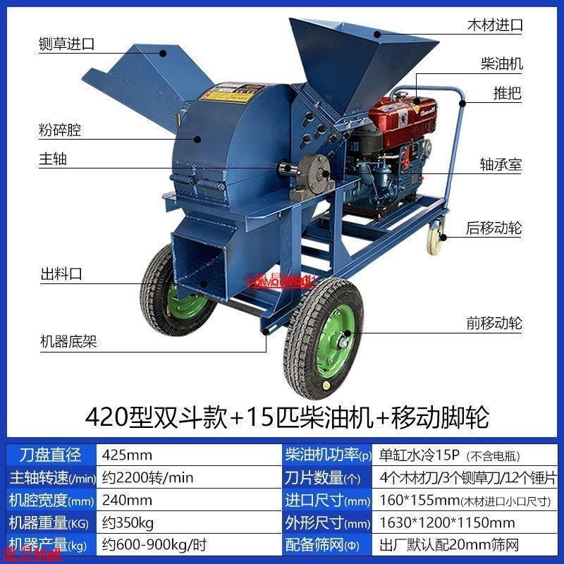 多功能木材粉碎機葡萄枝樹枝粉碎機竹子玉米芯邊角料破碎機木屑機#龍昂Mall