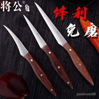 嚴選好物🐽將公廚師廚房雕刻刀三件套鉬釩不鏽鋼主刀雞翅木水果雕花鋒利㊣QINJ STORE