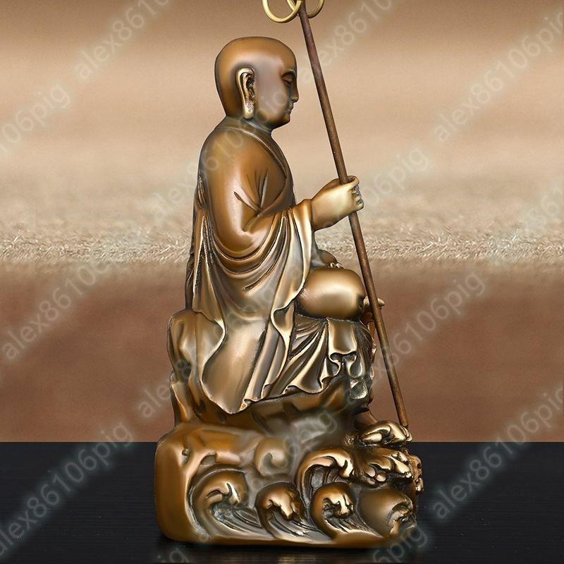 新品推薦QAS純黃銅地藏王坐像擺件家居客廳裝飾娑婆三圣九華山地藏王菩薩神像