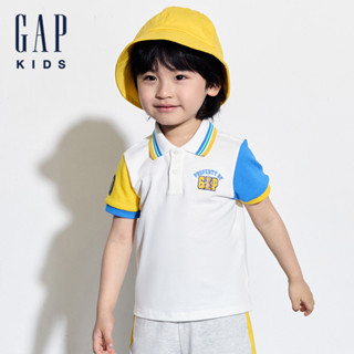 Gap 男幼童裝 Logo小熊刺繡短袖POLO衫-白色(465357)