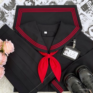 【砂糖の時光】水手服jk製服裙原創正版黑三本基礎款日係學院風春夏季裙子套裝女