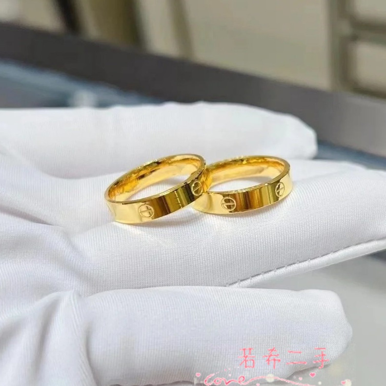 愛莉二手/Cartier 卡地亞 B4085000 Love 系列 18K黃金 戒指 窄款 戒指