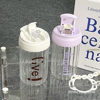 水杯 保溫杯 水杯女生高顏值2022新款簡約字母咖啡杯雙飲玻璃杯吸管杯子大容量 [真的al1h] 喝到戀愛