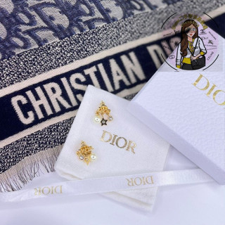 晨曦二手/Dior EVOLUTION 復古金 字母 白色 星星 珍珠 水鑽 針式 耳環 現貨