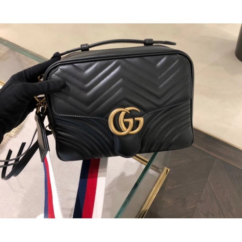 Gucci 經典GG Marmont 黑色 單肩手提郵差包