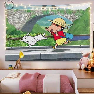 墟裡居✨ 【送星星燈+安裝包】蠟筆小新兒童動漫畫背景墻布學校出租屋房間寢室宿舍床頭裝飾掛布