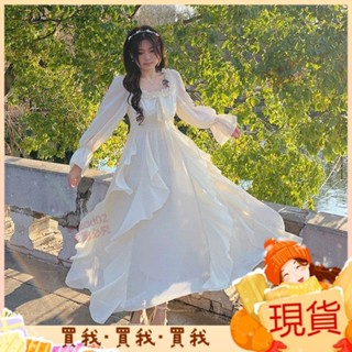 新款💯新店衝量M-4XL 大尺碼女生長袖洋裝大尺碼胖mm法式初戀桔梗仙女裙ins超仙荷葉邊緊身顯瘦長裙潮 YP3Q