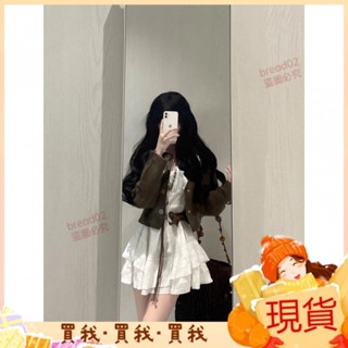 2024新款💝小個子法式白色長袖連衣裙子純慾短款皮衣外套甜辣秋裝搭配一整套 LMBR