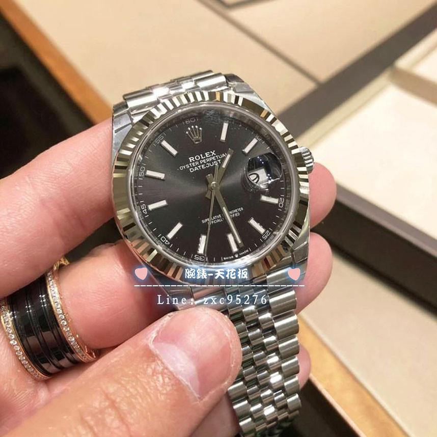 Rolex 勞力士 日誌41Mm黑盤白金精鋼五珠鏈手表126334腕錶
