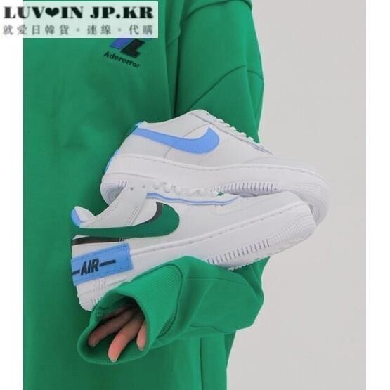 Nike Air Force 1 Low Shadow 白綠藍 女鞋潮流 CI0919-004