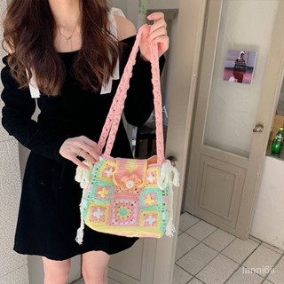 臺灣熱銷🎁手工編織包 DIY針織包包 毛線編織 毛線鉤針鏤空包手工編織diy材料包送閨蜜禮物自製單肩包女包花朵