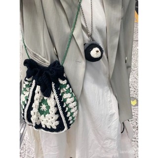 實用祖母格包包編織diy材料包 手工編織 diy包包 毛線材料包 毛綫鈎針複古美拉德手提單肩兩用包斜挎包 diy鉤針包包