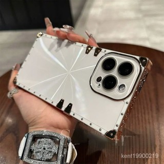 iPhone保護殼 蘋果手機殼  ins風炫彩鐳射CD紋蘋果15promax手機殻14高階iPhone13方形12電鍍
