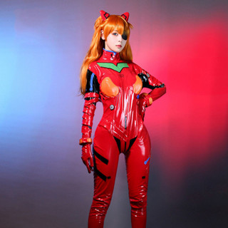 臺灣免運🎀 新世紀福音戰士 明日香EVA戰鬥服 cosplay動漫二次元 EVA明日香緊身連體皮衣 新世紀福音戰士cos