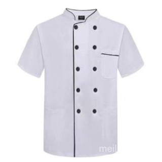 高檔·透氣 涼感 【質量好】廚師工作服男食堂酒店餐飲後廚房服裝廚師服短袖薄款 C36B