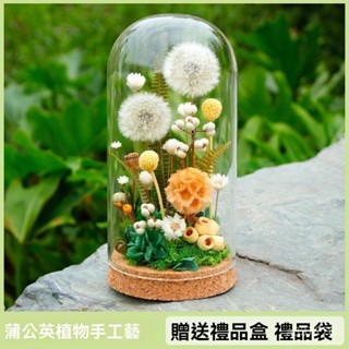 永生玫瑰花束 玻璃燈罩 求婚 玻璃罩 畢業禮物 生日禮物 永生花蒲公英 玻璃罩擺件 敎師節禮盒 交換禮物 創意禮物