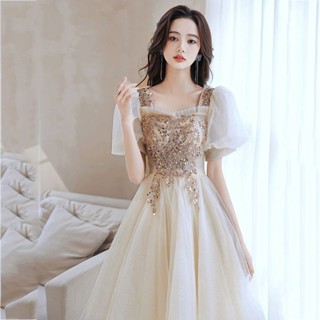 高階晚禮服裙2024新款高階小個子藝考伴娘服輕奢小眾宴會平時可穿