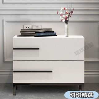 【新品】實木床頭櫃現代簡約輕奢矮櫃多功能收納櫃收納櫃白色小型櫃抽拉櫃CHN