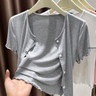 襯衫上衣 外套 大碼莫代爾短袖開衫防曬衣女裝胖mm夏季薄款披肩外搭短款罩衫上衣
