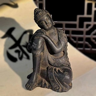 熱銷︱仿古復古式釋迦牟尼佛像 青石佛祖如來禪意擺件 式裝飾陳設睡佛蓮花底座