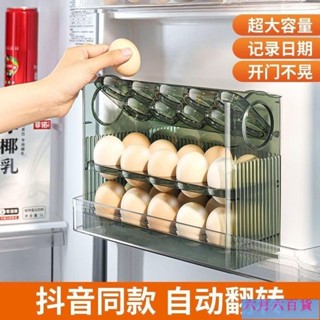 臺灣 熱賣抖音衕款 鷄蛋盒 收納盒 冰箱側門傢用 廚房多層儲物神器 翻轉鷄蛋盒 HHLZ