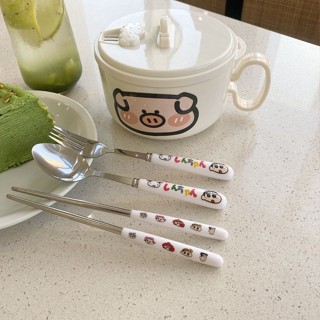 服務至上🔔小豬豬304不銹鋼泡麵碗帶蓋ins日系大容量可瀝水方便面碗學生飯盒