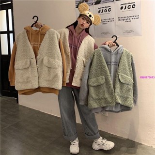 馬甲外套 背心外套 女外套 毛絨馬甲女寬松秋冬新款韓版加厚學生坎肩馬夾仿羊羔毛外套